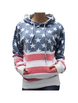 American Summer Women's Patriotic Stars Hoodie Sweater