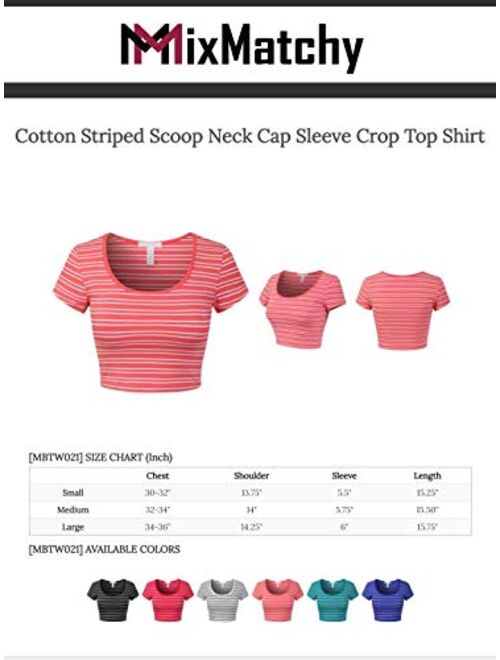 MixMatchy Women's Basic Short Sleeve Round Neck Crop Top
