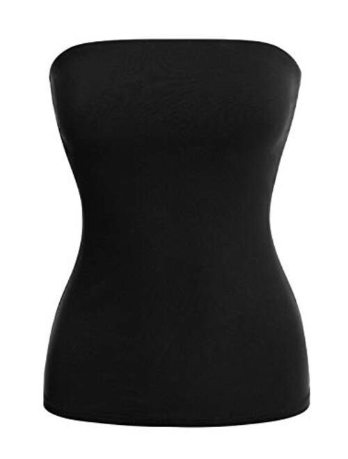 MixMatchy Women's Basic Solid Stretchy Cotton Long Bandeau Tube Top