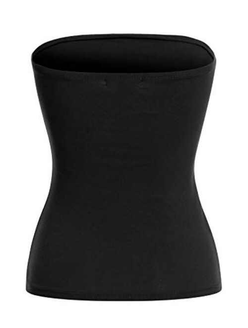 MixMatchy Women's Basic Solid Stretchy Cotton Long Bandeau Tube Top