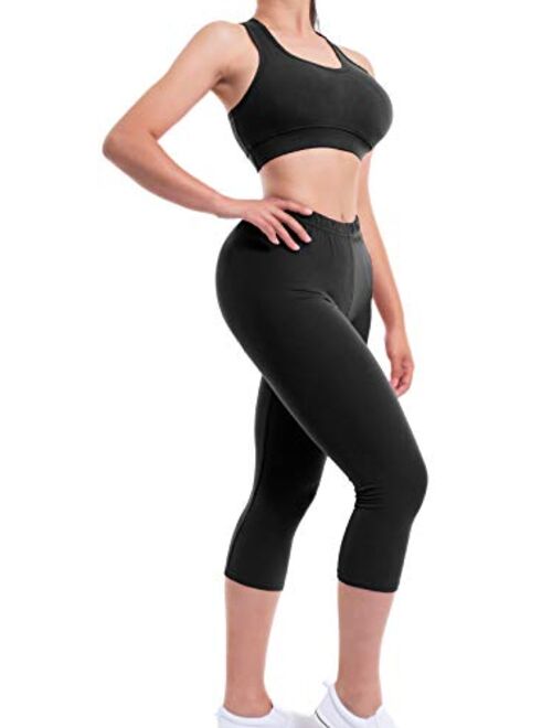 MixMatchy Women's Solid Racerback Yoga Workout Sports Bra Activewear Capri Set