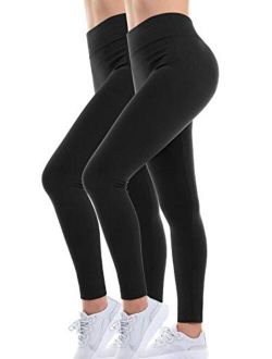 MixMatchy Women's Soft Fleece Lined High Waist Solid Leggings