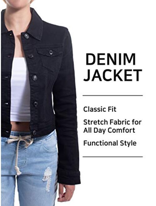 MixMatchy Women's Classic/Destroyed Casual Long Sleeve Vintage Denim Jean Jacket