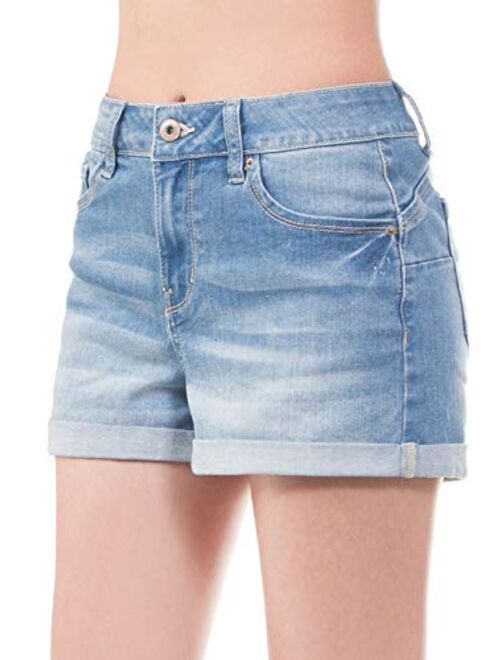MixMatchy Women's Casual Distressed Mid Rise Denim Jean Shorts