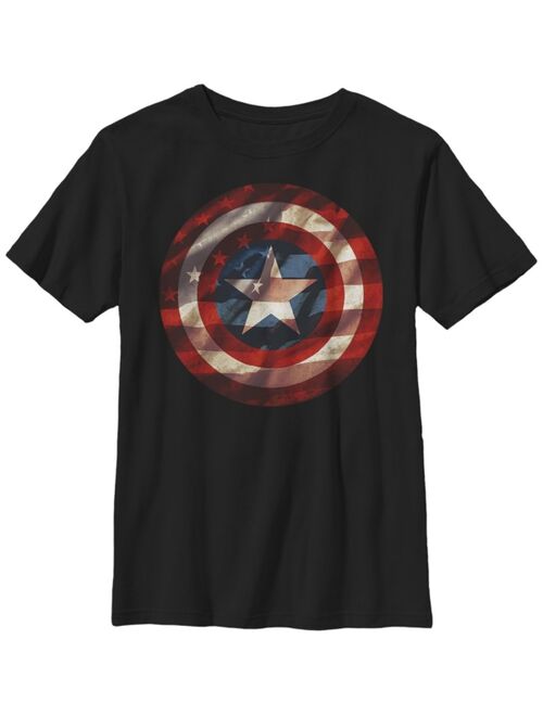 Marvel Big Boy's Captain America Avengers Shield Flag Short Sleeve T-Shirt