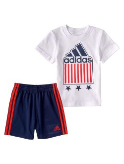 Toddler Boy adidas Patriotic Tee & Shorts Set