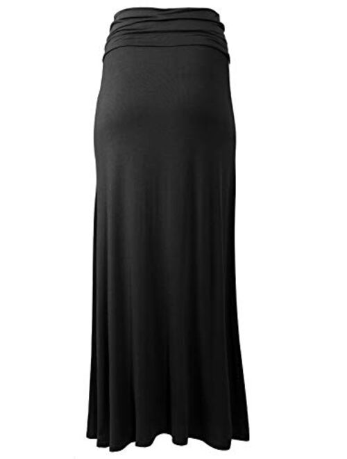 MixMatchy Women's Basic Foldable High Waist Regular and Plus Size Maxi Skirts