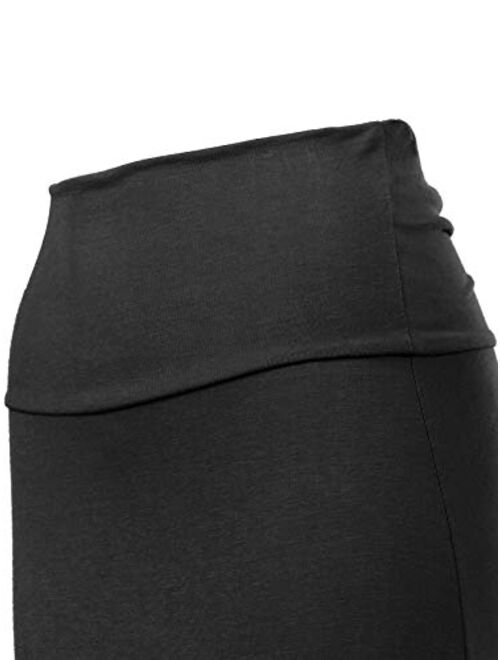 MixMatchy Women's Basic Foldable High Waist Regular and Plus Size Maxi Skirts