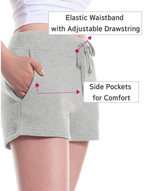 MixMatchy Women's Solid Ultra Soft Waist Band with Adjustable String Fleece Shorts