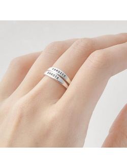 HPTOTMG Custom Skinny Stacking Name Rings For Women Girls Anillos Mujer Personalized Engraved Ring BFF Stainless Steel Engraved Jewelry