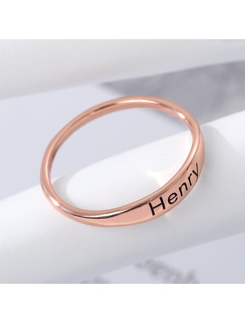 HPTOTMG Custom Skinny Stacking Name Rings For Women Girls Anillos Mujer Personalized Engraved Ring BFF Stainless Steel Engraved Jewelry