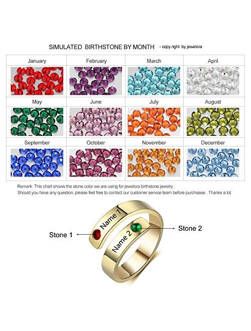Personalized Promise Rings for Her Free Engraving Spiral Twist Name Ring with 2 Simulated Birthstones Jewelry Ring Gifts for Women Girlfriend