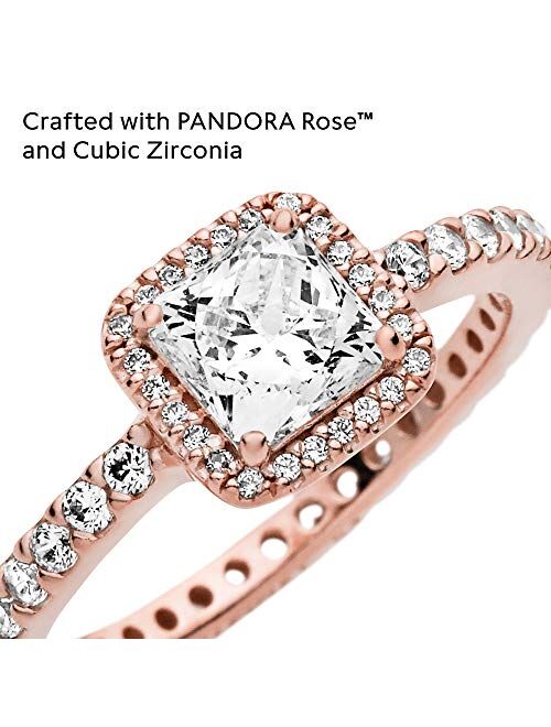 Pandora Jewelry Square Sparkle Halo Cubic Zirconia Ring in Pandora Rose