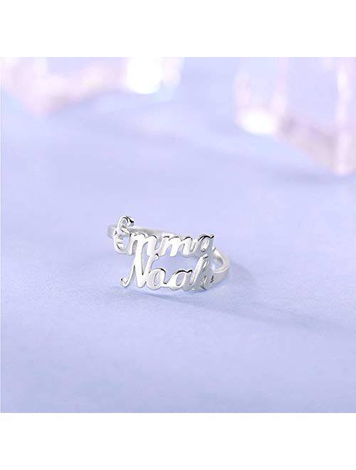 Personalized Rings for Women Custom Any Name Ring with 1-3 Kids Name Dainty Sterling Silver Statement Ring Gift for Girlfriend, Wife, Mom, Grandma