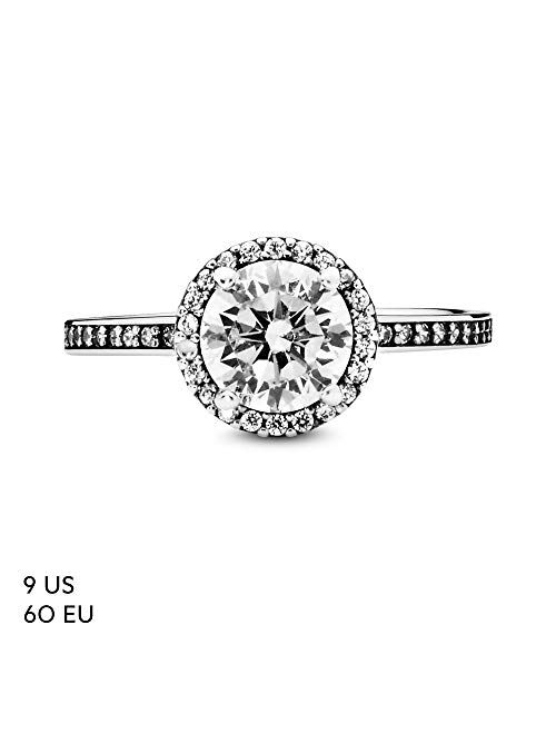 Pandora Jewelry Round Sparkle Halo Cubic Zirconia Ring in Sterling Silver