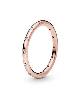 Jewelry Simple Sparkling Band Cubic Zirconia Ring in Pandora Rose