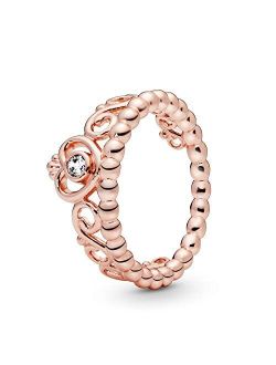 Jewelry Princess Tiara Crown Cubic Zirconia Ring in Pandora Rose