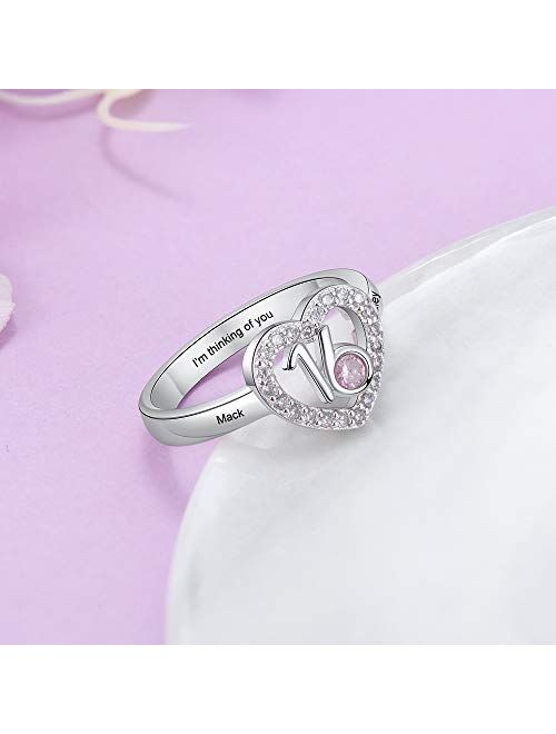 Love Jewelry Personalized Sweet 16 rings for Girls with Simulated Birthstone Engraved Initial Name Ring for Daughter…