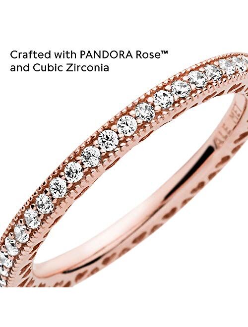Pandora Jewelry Sparkle and Hearts Cubic Zirconia Ring in Pandora Rose
