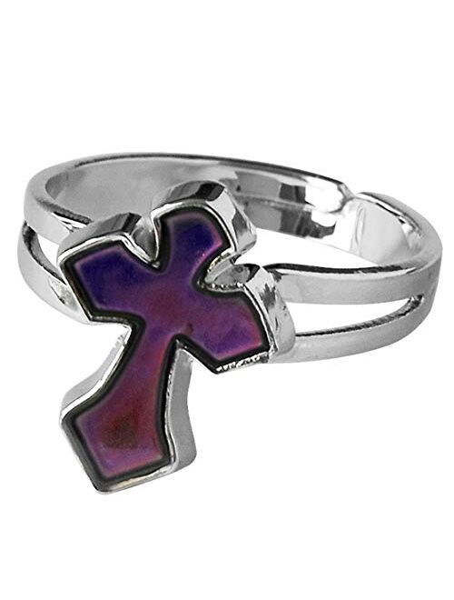 Acchen Mood Rings Heart Turtle Monkey Dinosaur Penguin Unicorn Flower Mermaid Changing Color Emotion Feeling Finger Ring 15Pcs