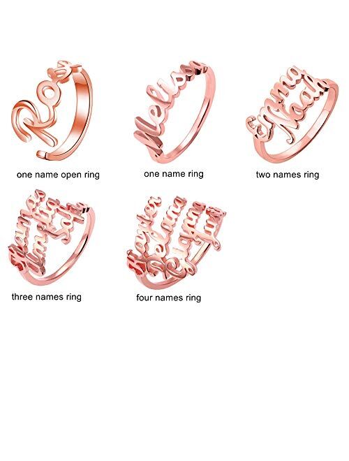 Personalized Name Ring Engrave Name Plate Stacking Ring Customize One, Two, Three, Four Names Promise Ring