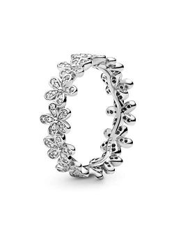 Jewelry Daisy Flower Cubic Zirconia Ring in Sterling Silver