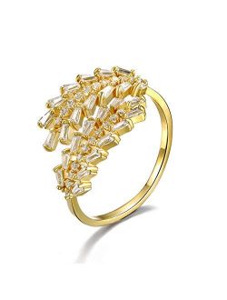 MOROTOLE Women Statement Letters Personalized Ring 18K Gold Plated Open Rings Pendant Hypoallergenic Cubic Zirconia Adjustable Rings for Girls