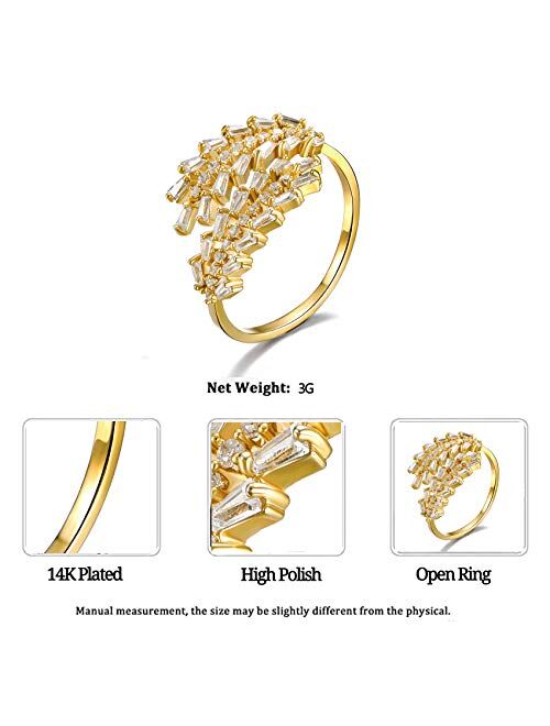 MOROTOLE Women Statement Letters Personalized Ring 18K Gold Plated Open Rings Pendant Hypoallergenic Cubic Zirconia Adjustable Rings for Girls