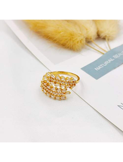 MOROTOLE Women Statement Letters Personalized Ring 18K Gold Plated Open Rings Pendant Hypoallergenic Cubic Zirconia Adjustable Rings for Girls