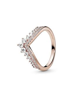 Jewelry Princess Sparkling Wishbone Cubic Zirconia Ring in Pandora Rose