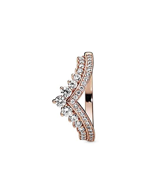 Pandora Jewelry Princess Sparkling Wishbone Cubic Zirconia Ring in Pandora Rose