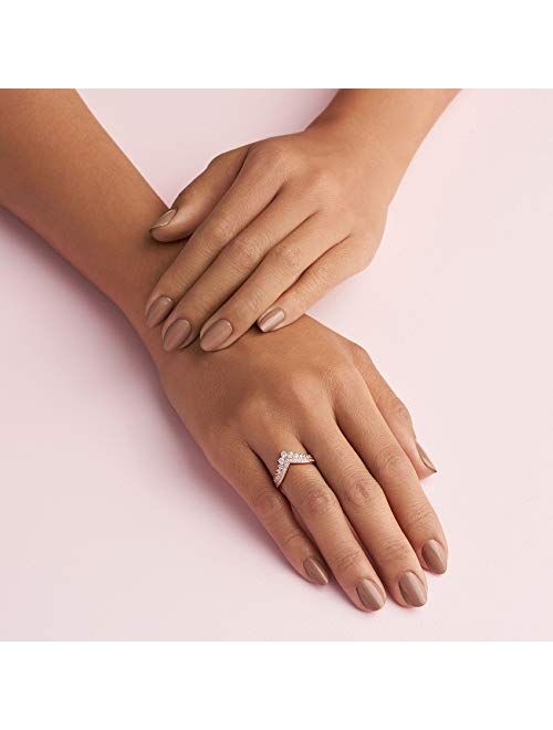 Pandora Jewelry Princess Sparkling Wishbone Cubic Zirconia Ring in Pandora Rose