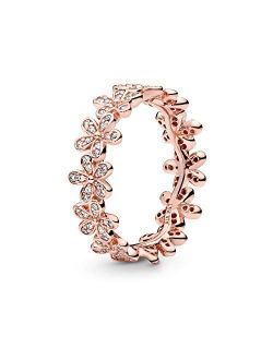 Jewelry Daisy Flower Cubic Zirconia Ring in Pandora Rose