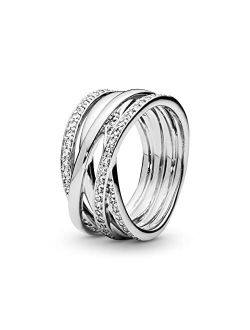 Jewelry Entwined Cubic Zirconia Ring in Sterling Silver