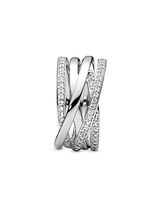 Pandora Jewelry Entwined Cubic Zirconia Ring in Sterling Silver