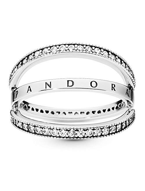 Pandora Jewelry Flipping Hearts of Pandora Cubic Zirconia Ring in Sterling Silver
