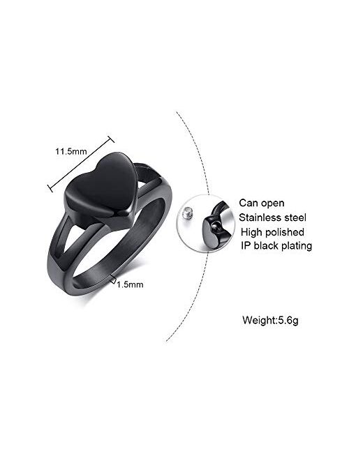 XUANPAI Bracelet Personalized Customized Stainless Steel Love Heart Cremation Urn Memorial Ash Holder Ring Band for Women Girls