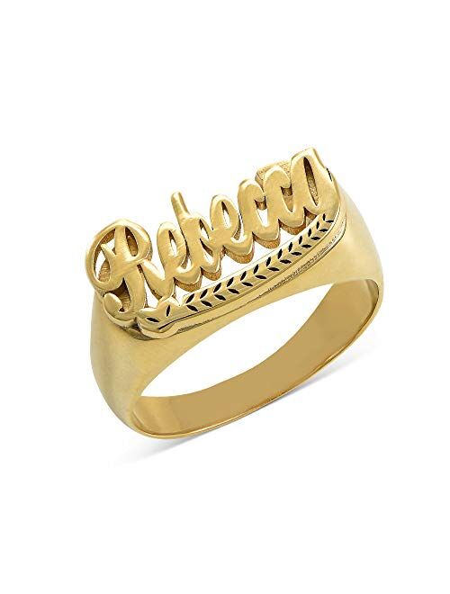 Personalized Unisex Name Ring - Custom Engraved Jewelry 18k Gold Plating