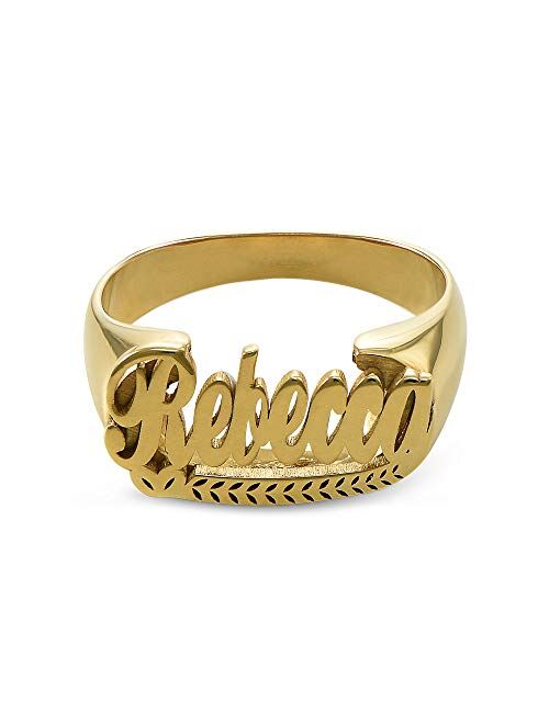 Personalized Unisex Name Ring - Custom Engraved Jewelry 18k Gold Plating