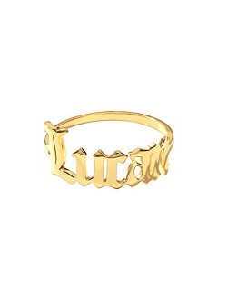DayOfShe Personalized Name Ring 18K Real Gold Plated Rings Custom Letter Initial Ring for Women Girls