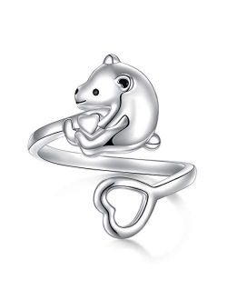 YinShan S925 Sterling Silver Adjustable Animal Rings Jewelry Gift for Women