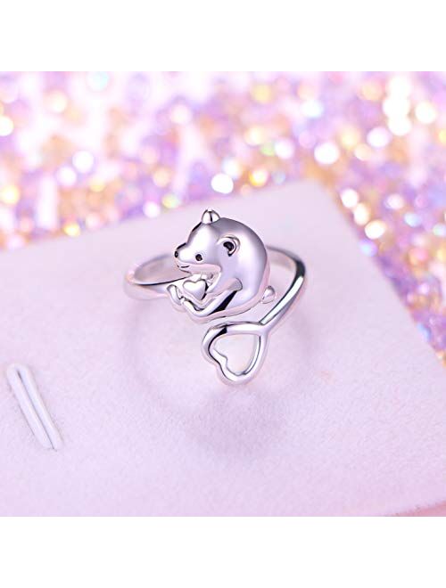 YinShan S925 Sterling Silver Adjustable Animal Rings Jewelry Gift for Women