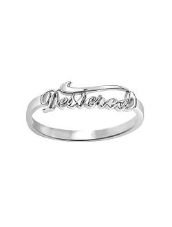 BrownLife Personalized Name Ring with Birthstone 18K Plated Gold Custom Engraved Thumb Rings for Engagement/Wedding