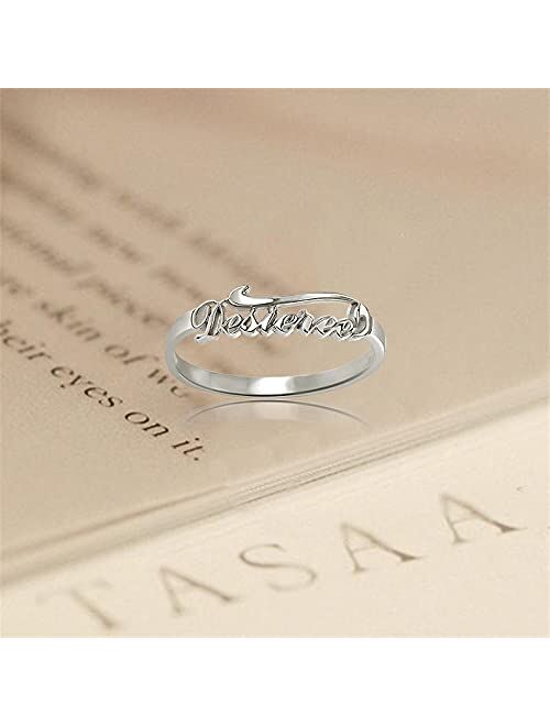 BrownLife Personalized Name Ring with Birthstone 18K Plated Gold Custom Engraved Thumb Rings for Engagement/Wedding