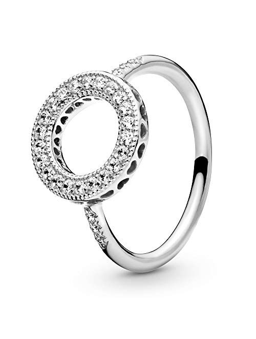 Pandora Jewelry Hearts of Pandora Halo Cubic Zirconia Ring in Sterling Silver