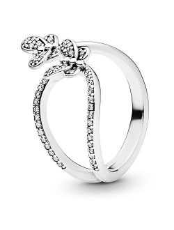 Jewelry Sparkling Butterfly Open Cubic Zirconia Ring in Sterling Silver