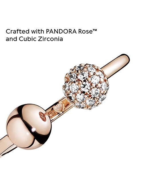 Pandora Jewelry Polished and Pave Bead Cubic Zirconia Ring in Pandora Rose