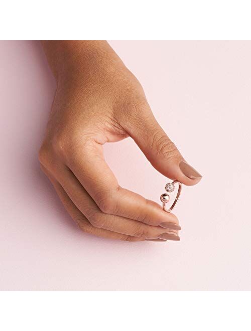 Pandora Jewelry Polished and Pave Bead Cubic Zirconia Ring in Pandora Rose