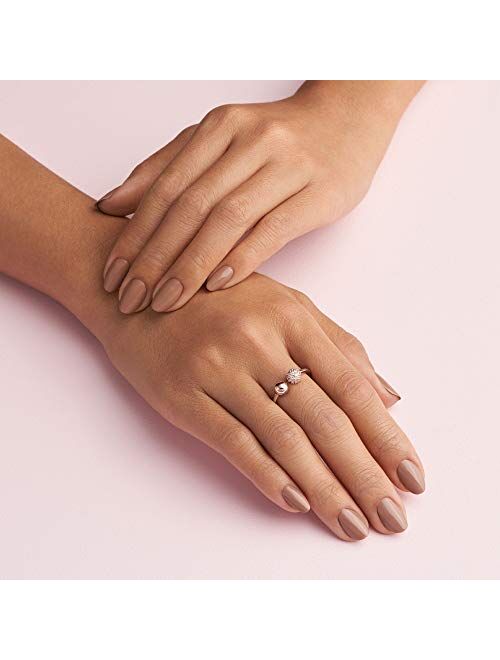 Pandora Jewelry Polished and Pave Bead Cubic Zirconia Ring in Pandora Rose