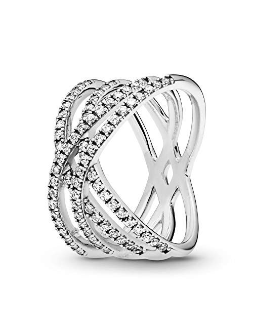 Pandora Jewelry Entwined Lines Cubic Zirconia Ring in Sterling Silver